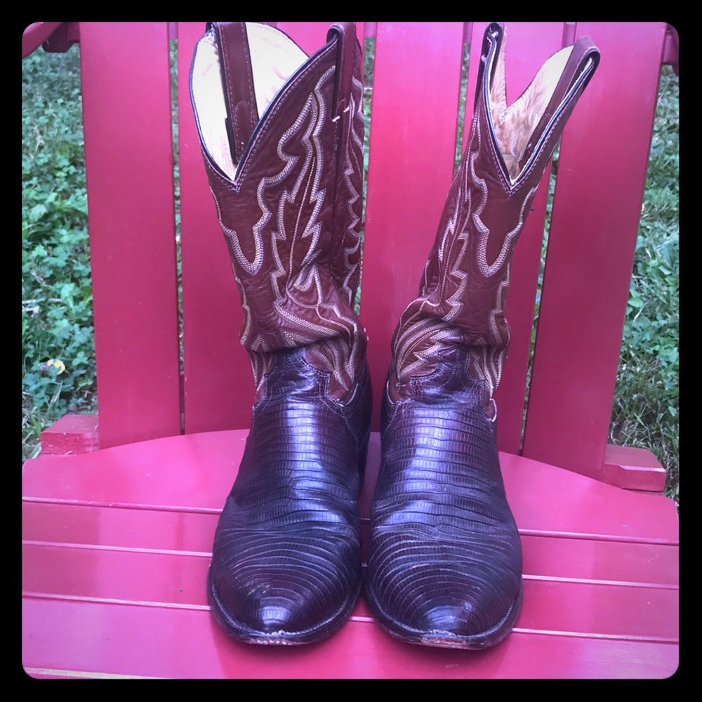 JUSTIN Lizard Skin Leather Cowboy Western Boots